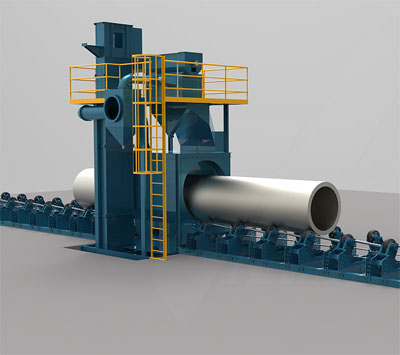 鋼管拋丸機(jī)，外壁除銹清理設(shè)備